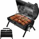 MAISON HUIS Adjustable Portable Charcoal Grill Multi-functional Metal Small BBQ Smoker for Outdoor Hiking(Black)