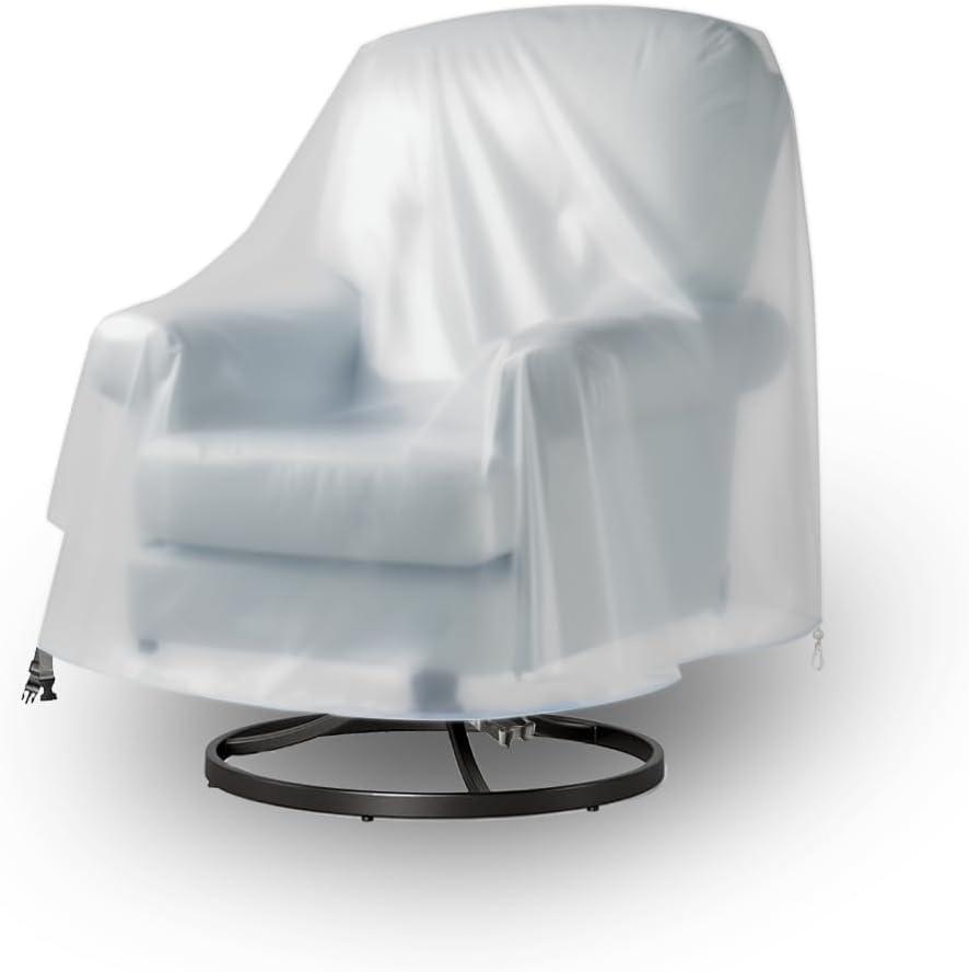 Frosted PVC Outdoor Swivel Lounge Chair Cover  Soft, Waterproof, Semi-Transparent, Heavy-Duty Patio Rocking Chair Protector, All-Weather, 1-Pack (30" W x 34" D x 38" H)
