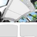 2025 Upgraded Tesla Model Y Sunshade roof, Non-Collapsing, snap-fit, Foldable, UV Blocking, Nano ice Crystal Coated Heat-Insulating Glass roof Sunshade (Set)