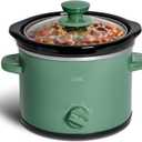 COOK WITH COLOR 2QT Mini Electric Round Slow Cooker - Adjustable Settings, Removable Stoneware Pot, Tempered Glass Lid, Dishwasher Safe, Cool-Touch Side Handles, Dark Sage