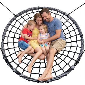 Trekassy 60" Large Spider Web Saucer Tree Swing for Kids & Adults, 750lbs Heavy Duty Outdoor Net Swing with Steel Frame and 2 Tree Hanging Straps - Grey+Black (Patented)