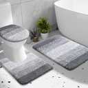 OLANLY Bathroom Rugs Sets 3 piece, Soft Microfiber Absorbent Bath Mat, U-Shaped Contour Toilet Mat and Toilet Lid Cover, Quick Dry, Machine Washable, Toilet Cover and Rug Set for Bathroom, Grey (30" x 20" + U24" x 20" + 17.5" x 15")