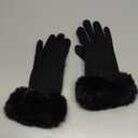 Women Winter Warm Suede Leather Glove Faux fleece Thick Driving Gloves, Medium 