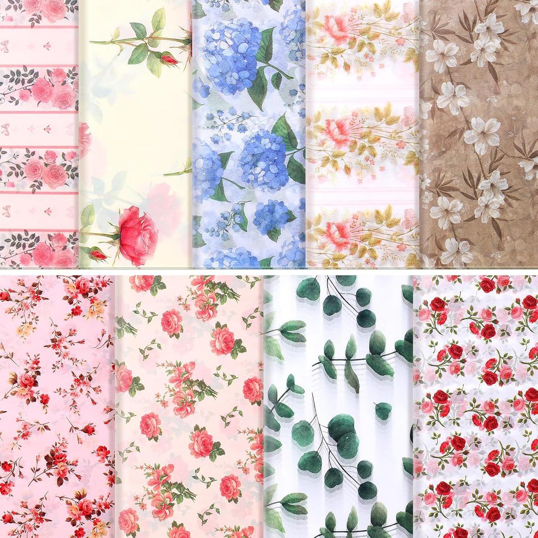 Honoson 90 Sheets Floral Tissue Paper Printed Flower DIY Art Craft Wrapping Paper for Gift Bags Bulk for Wedding Bridal Shower Birthday Party Favor Supplies Decoration, 19.7 x 13.8 Inch(Vivid)