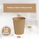 Lamosi 200 Pack 8 oz Kraft Paper Cups, Brown Disposable Paper Coffee Cups, Unbleached Paper Cups for Hot/Cold Beverage Party Home Office
