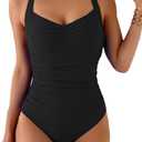 B2prity One Piece Swimsuit for Women Tummy Control Slimming Bathing Suit Push Up Ruched Swim Suit Criss Cross Swimwear, L