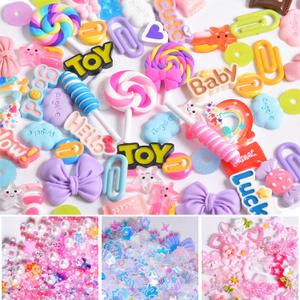 Kawaii Candy Theme Resin Slime Charms Set, (2000+ Small Pieces Included) DIY Phone Junk CaseDecorations (Candy)