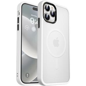 MOCCA Strong Magnetic for iPhone 14 Pro Max Case [Compatible with Magsafe] [10FT Military Grade Protective] Translucent Matte Slim Shockproof Case for iPhone 14 Pro Max 6.7"-Frosted White