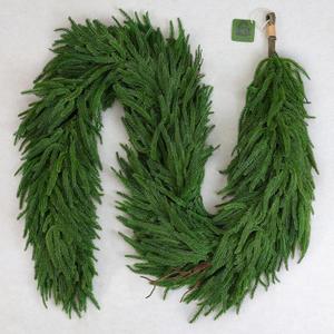 Christmas Garlands Norfolk Pine  6FT Real Touch Mantle Garland, Artificial Greenery for Staircase, Front Door, Fireplace, and Holiday Indoor & Outdoor Decoration(1, 6FT)