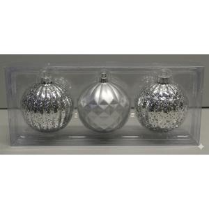 3Pcs Christmas Balls Ornaments -Shatterproof Christmas Ball for Xmas Tree Decorations Hanging,Wedding Party Holiday Decorations Colorful Purple Glitter Ball 4.75in x 3 Pack (Silver)
