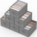 Criusia 6 Pack Large Clothes Organizer, Wardrobe Closet Organizer and Storage with Handles, Foldable Fabric Closet Organizers Dividers for Clothing, Pants, Jeans, Sweater, T-shirts, Grey