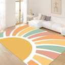 Machine Washable Rainbow Rugs Bedroom Fluffy Plush Soft Area Rugs Rainbow Sunshine Sun Print Living Room Non-Slip Indoor Flooring Kids Girls Boys Home Decor Aesthetics 6x9ft