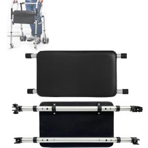 Adjustable Walker Rest Seat, Folding Walker Attachable Seat for Elderly Disabled, Range:20"~24" (Leather)