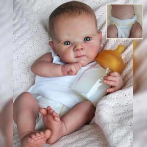 TERABITHIA Realistic Reborn Preemie Baby Dolls - 18Inches Vinyl Full Body Anatomically Correct Lifelike Newborn Baby Dolls Green Eyes Collectible Art Doll for Girls Safe for Kids Age 3+
