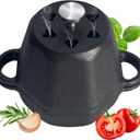 Mini Dutch Oven Pot & Cast Iron Smoker Garlic Roaster, Pre-Seasoned Cast-Iron Garlic Roaster with Lid, Garlic Confit Pot, Garlic Baker Garlic Cooker for Oven Grill Stove, Small Smoker Box