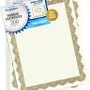 Geographics Optima Gold Blank Award Certificate Paper with Gold Foil Seals, 8.5 x 11, Seal 1.75" (Pack of 200)