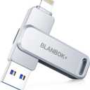 MFi Certified 256GB Flash Drive for iPhone Photo Stick, USB Memory Stick High Speed iPhone Flash Drive, External Memory Storage USB Stick Thumb Drive for iPhone/iPad/Android/PC (Metallic Silver)