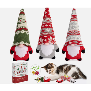 Retro Shaw Christmas Cat Toys, Xmas Catnip Toys for Indoor Kitten Kitty, Safe Ki