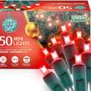 HOLIDAY SPIRIT Christmas String Lights - Red LED Mardi Gras Lights 50 Count, Indoor Outdoor Twinkle Lights, 17 Ft Strand, Ideal for Xmas, Parties, Mardi Gras Dcor, Energy Efficient - Red LED Lights