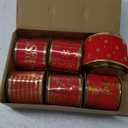 MEEDEE Red Velvet Wired Ribbon - 2.5 Inch, 6 Rolls, 36 Yards - Ribbon Set for Christmas Trees