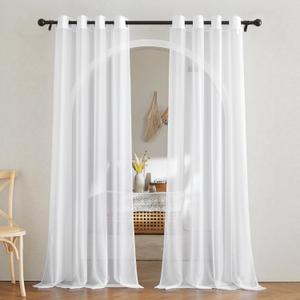 NICETOWN White Sheer Curtains 84 inches Long - Home Decoration Grommet Airy & Lightweight Elegant Window Treatments with Light Filtering for Bedroom/Living Room (2 Panels, W54 x L84) (54"W x 84"L (Pack of 2))