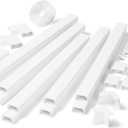 142in Wall Cable Hider Kit, YCLYC Cord Hider Wall Cord Cover for 3-4 Cords, Wire Hiders for TV on Wall, White Wall Cable Management Kit, Paintable Wall Wire Cover 10 x L14.2in W1.18in H0.6in (Large)