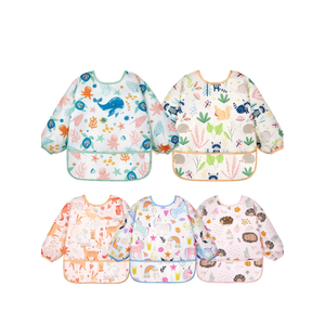 Lictin Long Sleeve Bibs 4 Pack - Baby Bibs, Waterproof Toddler Bibs, Baby Smock for Eating, Baby Bibs for Feeding Teething, 6 