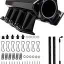 Intake Manifold for LS Cathedral Port Heads for LS1 LS2 LS6 LS Engines Compatible with Chevy 4.8 5.3 5.7 6.0 HTRACING (Black 102MM)