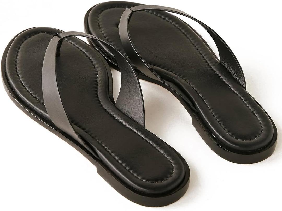 Flip Flops for Women Summer Slip On Thong Sandals Flats Summer Sandals for Women 2025 Lightweight Womens Sandals Beach Essentials Slides (Black)