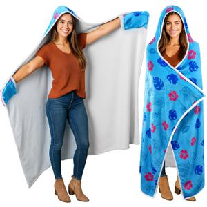 Hooded Towel Blue Cartoon Gifts 67 x 49 Inch Bath Towels Women Soft Plush Wrap Absorbent Warm Quick Drying Wrap for Beach Bath Swimming Pool Vacations