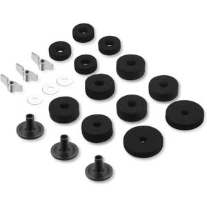 21 Pcs Cymbals Replacement Accessories Cymbal Stand Felts Hi-Hat Clutch Felt Cup with Sleeves, Base Wing Nuts and Washers for Drum Set Black
