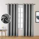 HOMEIDEAS 2 Panels Silver Grey Faux Silk Blackout Curtains, 52 X 96 Inch Room Darkening Satin Thermal Insulated Window Drapes for Bedroom, Indoor