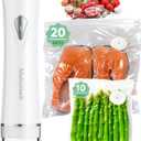 Mehomeli Compact Vacuum Sealer for Food (Vacuum Sealer Machine + 30 Reusable Vacuum Bags), Powerful Handheld Vacuum Sealer Machine, Seal Food 6X Fresh Longer, Portable & Wireless, Easy-Clean