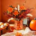 Fall Artificial Flowers for Decoration43Pcs Faux Flowers Arrangement with Dahlia Pampas Grass Mixed Autumn Floral Stems & Mini Pumpkin Vase Filler for Indoor Table Centerpiece Home Dcor (Orange Red)