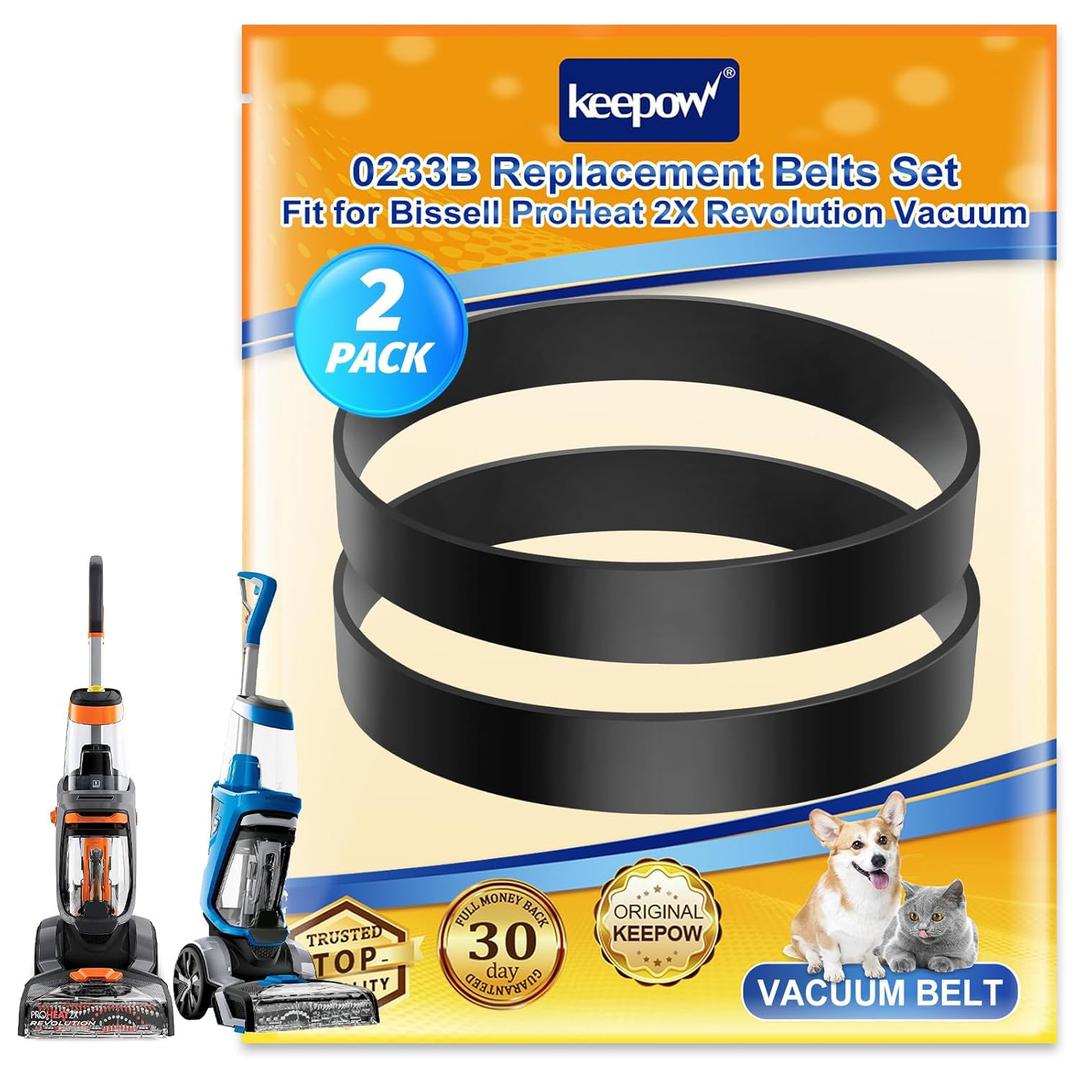 KEEPOW 1606428 Replacement Belt Compatible with Bissell ProHeat 2X Revolution Models 1548 1550 1551 35799, 2 Pack