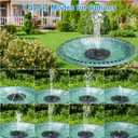 3.5W Solar Fountain with 2000mAh Battery - Work On Cloudy Days - Upgrade Glass Panel Solar Bird Bath Fountain, Hummingbird Water Feature Pump with 7 Nozzles, 4 Fixed Pipes for Garden, Pool