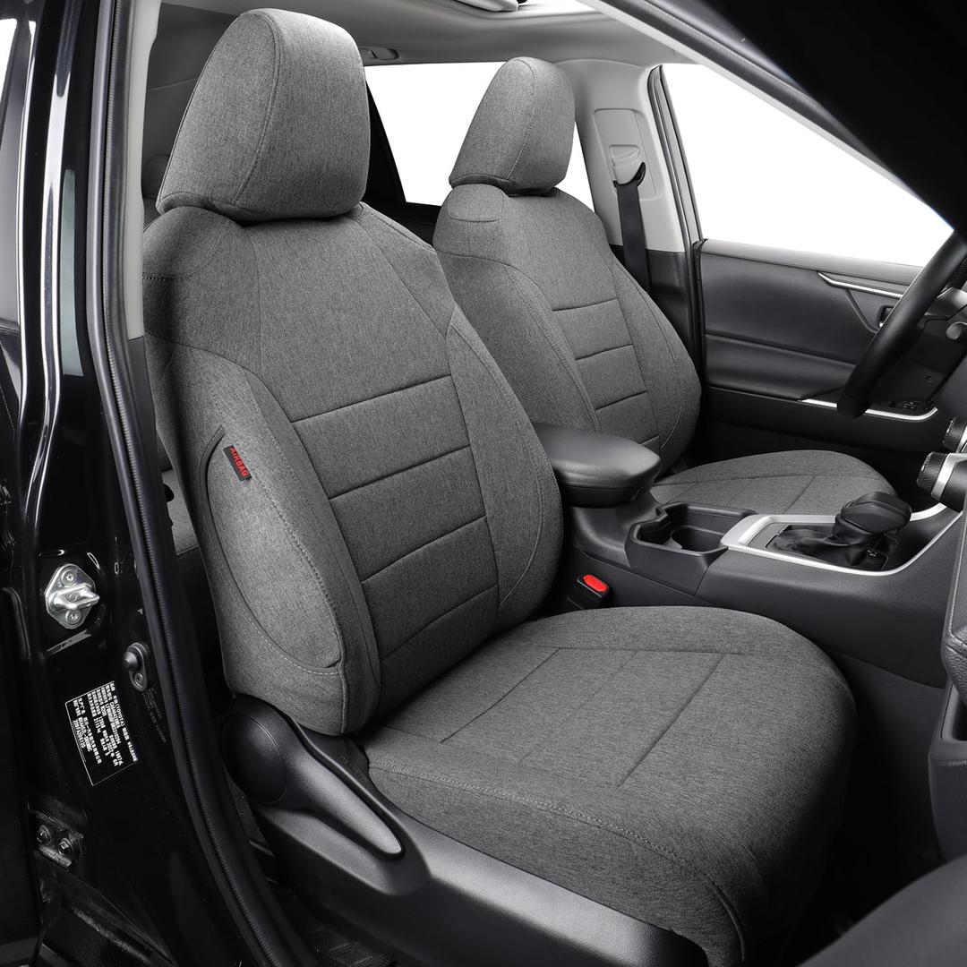 coverdream Rav4 Hybrid Seat Covers Custom Fit for 2019-2024 2025 Toyota Rav4 Hybrid (Not for XSE/SE/Plug-in Hybrid),Full Coverage,Airbag Compatible,Polyester Car Seat Protector(Full Set,Gray)