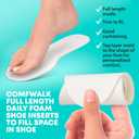 Comfwalk Shoe Filler Insert - Full Length Daily Latex Foam Shoe Inserts, Shoe Insoles for Shoes That are Too Big, 3 Pairs (EU 37, US Women 7 Men 4)
