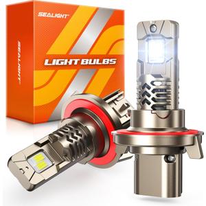 SEALIGHT Upgraded H13 Bulbs, 10X Super Bright, L2S 9008/H13 Light Bulbs, Real 1:1 Halogen Size, 6500K Cool White Driving Light, IP68 Waterproof, Plug and Play, Pack of 2