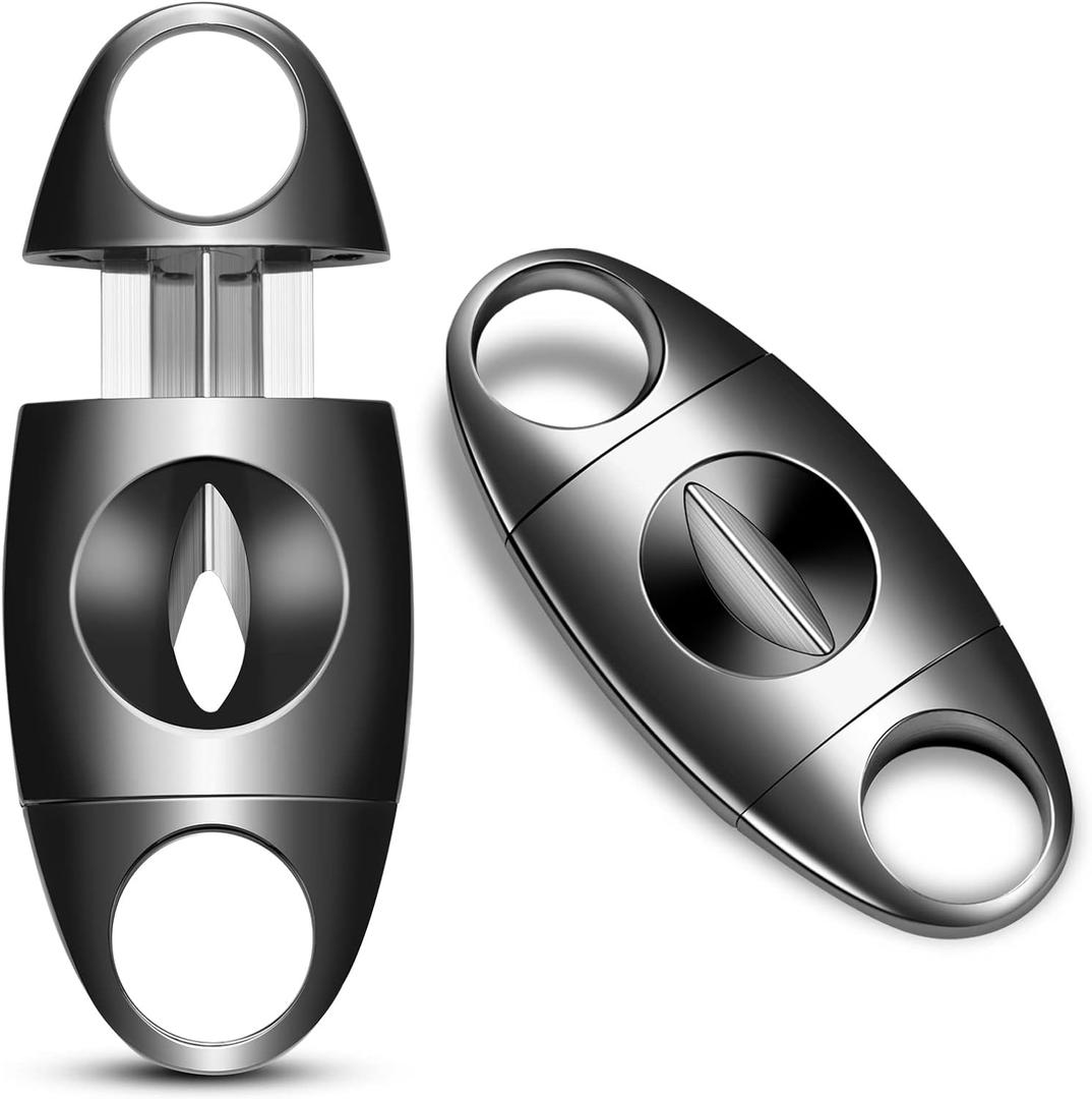 V-Cut Cigar Cutter, Stainless Steel Sharp Blade Cigar Guillotine Scissors for Men(Grey)