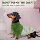 Queenmore Small Dog Sweater, Knitted Pullover Puppy Sweater,Cold Winter Pet Sweaters for Dog Girls Boys, Soft Turtleneck Knit Sweater with Leash Hole,Long Sleeves Christmas DogSweater(Green,S)