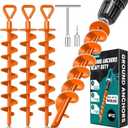 Ground Anchors Screw in, Heavy Duty Ground Trampoline Stakes High Wind Tent Stakes for Tent, Trampoline, Gazebo, Carport, Trap Anchor, Canopies, Swing Set