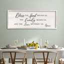 Surfapans Bless the Food Before Us Wall Decor, 40"X15" Farmhouse Dining Room Family Kitchen Sign, Christian Bible Verse Scripture Vintage Home Framed Wood Wall Art (White)
