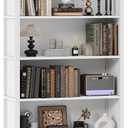 TVU 6-Tier Wooden Bookshelf, 76 Inch Tall Bookshelf with Storage, Floor Standing Modern Style Display Bookcase for Living Room, Office, Study Room, Entryway, White