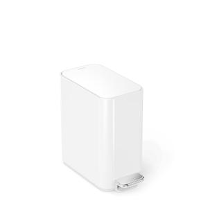 simplehuman Slim Step Can, 5L / 1.3 Gallon Compact Bathroom Trash Can, Liner Pocket, Sleek Internal Hinge, 150,000-Step All-Steel Pedal, Lid Shox Silent Close, White Steel