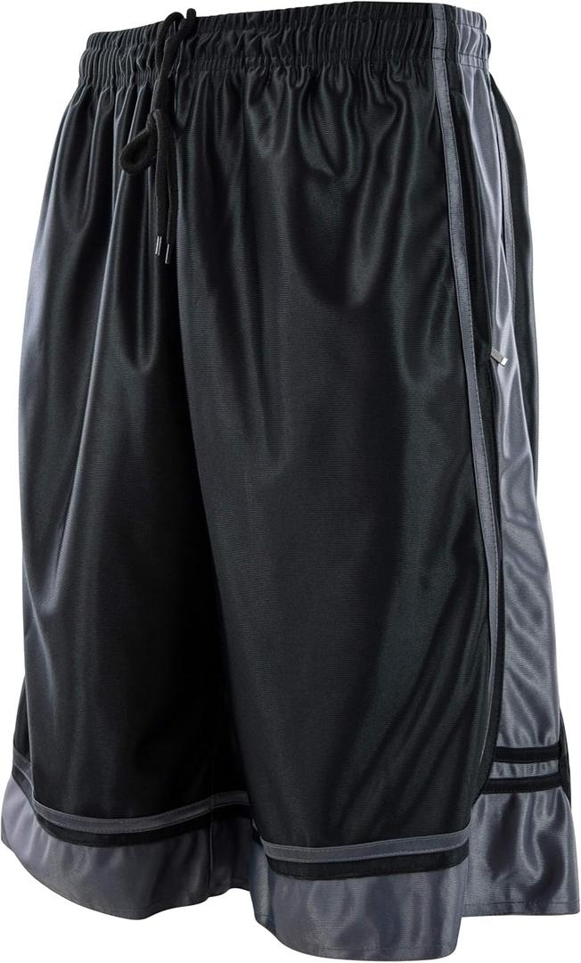 Mens Gym Training Basketball Shorts with Zippered Pockets (Black, XXXL)