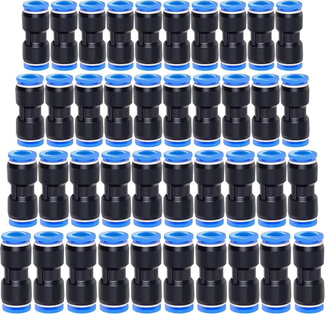 Beduan Push to Connect Fitting, 6/8/10/12 mm Tube OD Pneumatic Quick Adapter Tubing Air Hose Line Pipe Fitting 40Pcs For 1/4 5/16 3/8 1/2 Tube OD