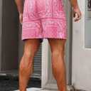 DIOTSR Mens Graphic Shorts Boho Paisley Shorts Athletic Basketball Bandana Shorts Running Streetwear Drawstring Waist (Pink, XS)