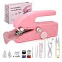 Handheld Sewing Machine for Beginners, Portable Mini Sewing Machine with Two Speed Modes, Easy to Operate and Fast Stitch Suitable for Clothes, Fabrics and Quick Home Repairs (Pink)