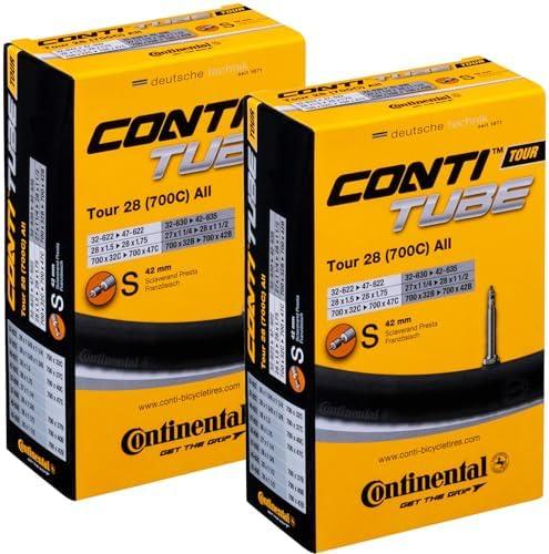 Continental 700x32-47 (28x1.5-1.75") / 32-622 -> 47-622 Inner Tubes - 42mm Presta Valve (Pack of 2 Tubes) (Retail Packaging, 700x32-47)
